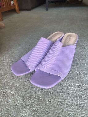 Lilac Knit Slide Mules - Women
